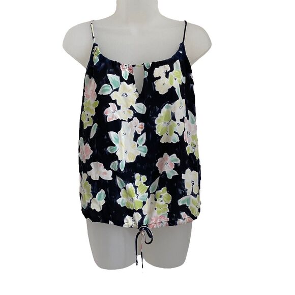 Rory Beca XS Blouse Floral Print 100% Silk Cami Tank Top Tie Up - Picture 1 of 9